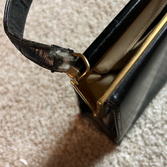 Richcraft Andre Original - 1950's Black Vintage Handbag - Genuine Leather Purse - Picture 10 of 10